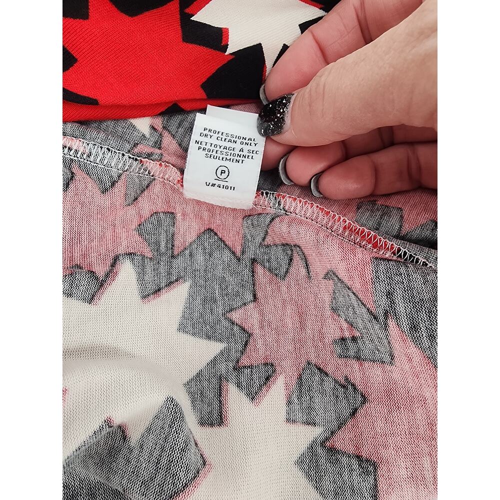 Diane Von Furstenberg Red Black White Star-Print Wrap Midi Dress - Picture 10 of 12